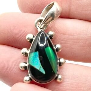 Opal inlaid mosaic 925 Sterling Silver Pendant